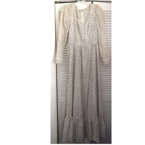 Cottage Core Prairie Gunne Sax Vtg 70s Boho Handcrafted Floral Maxi Dress 6/8